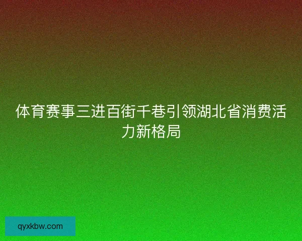 体育赛事三进百街千巷引领湖北省消费活力新格局