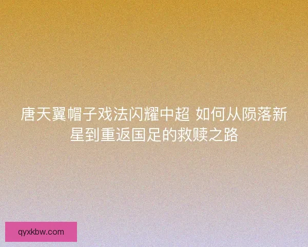 唐天翼帽子戏法闪耀中超 如何从陨落新星到重返国足的救赎之路